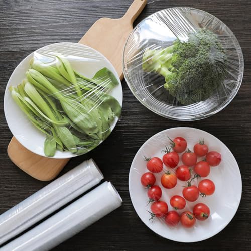 NULYLU 5 Rolls Disposable Pe Food Cling Wrap for Fruit and Vegetable Storage, Plastic Refrigerator Wrap Film with Product Visibility and Easy Storage, for Kitchen and Hotels Use - Image 2