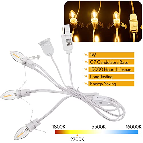 Meonum Accessory Cord With 3 Led Light Bulbs, 8.2 Ft Indoor Blow Mold Light Cord With Female Plug For Halloween Pumpkins Christmas Village Houses And Craft Projects Decoration, Warm White (2 Pack) #TOP5