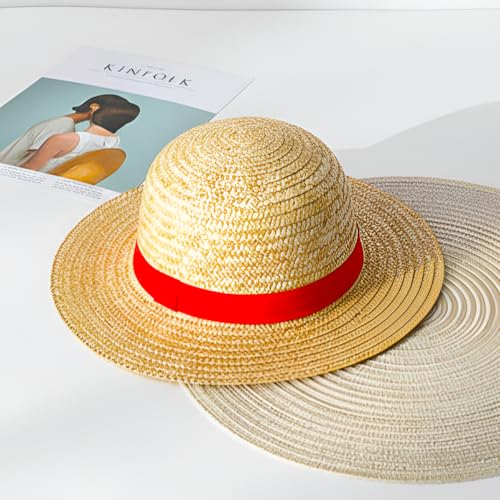 Image of One Piece Anime Monkey D Luffy's Cosplay Straw Hat (Free Size), Unisex Anime Accessory for Kids and Adults
