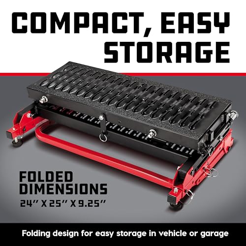 Image of Powerbuilt Double Platform Truck Tire Step, SUV, 48 Inch Adjustable Dual Width, 350 Pound Capacity - 941916ECE
