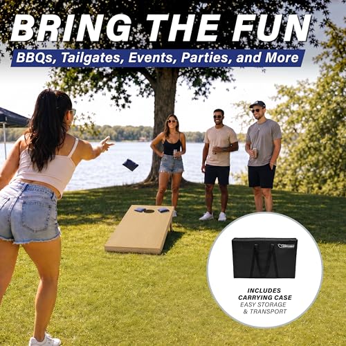 Image of GoSports Solid Wood Premium Cornhole Sets - Choose 4 x 2 ft or 3 x 2 ft - Game Boards Include Set of 8 Cornhole Toss Bags