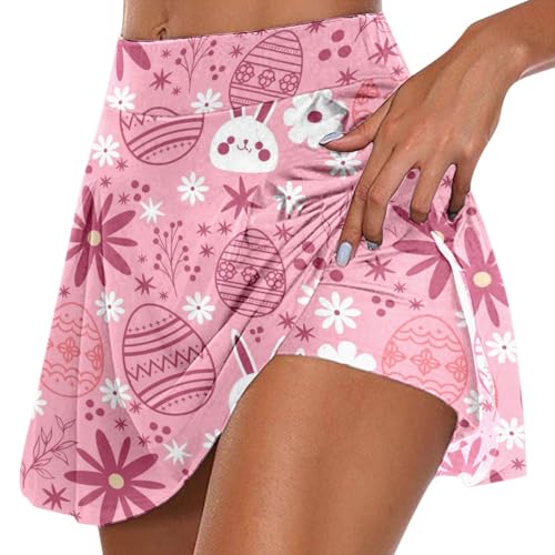 Vhersily Faldas de tenis para mujer Happy Easter Day Mini Golf Falda de falda deportiva plisada carrera elástica transpirable cómoda, D, L