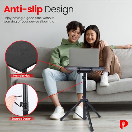 ProMaster Adjustable Tripod Projector Stand - Height Adjustable Projector Floor Stand for Outside Use, Laptop Tripod Mount, Portable Projector Stand Table, DJ Equipment Stand - Black - Thumbnail 7