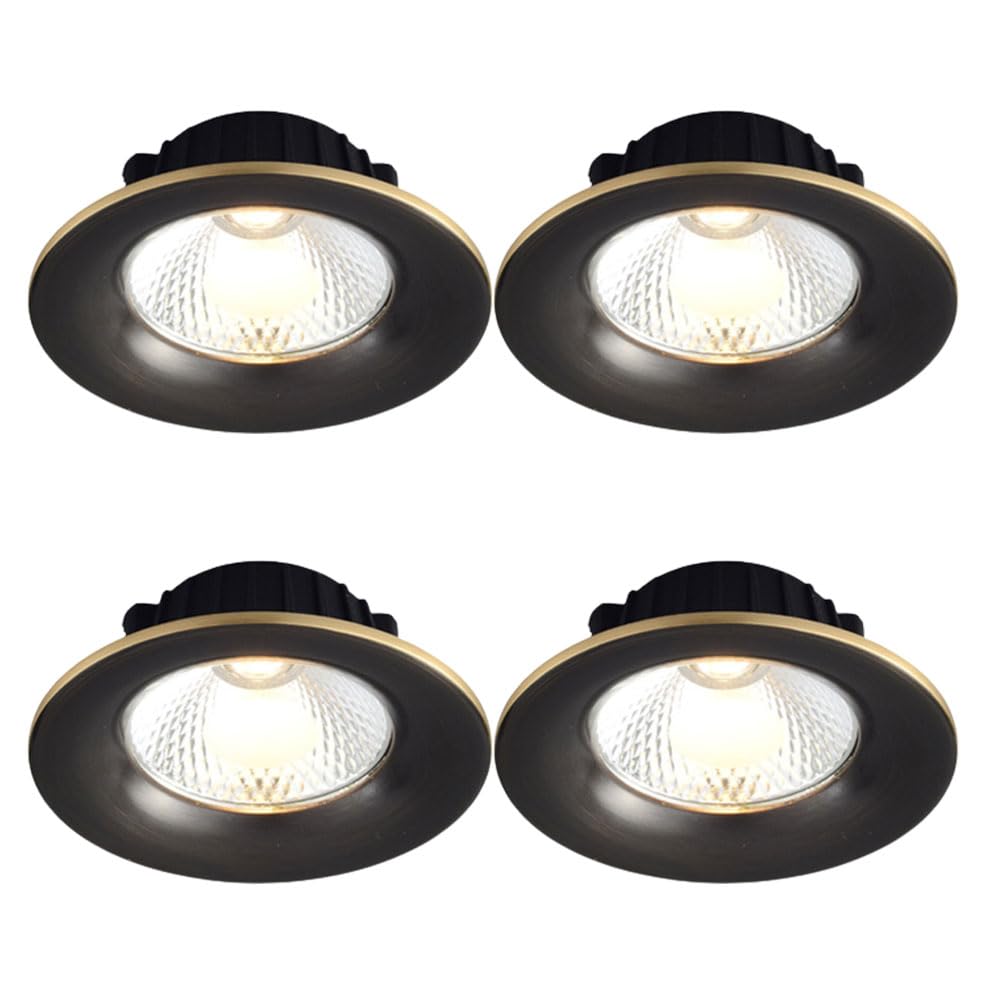 Oświetlenie wpuszczane LED, ściemnialne, lampa sufitowa LED 5 W/7 W, 3 temperatury barwowe w jednym, CRI95, listwa maskująca z szczotkowanego mosiądzu, lampa sufitowa LED,B-7W