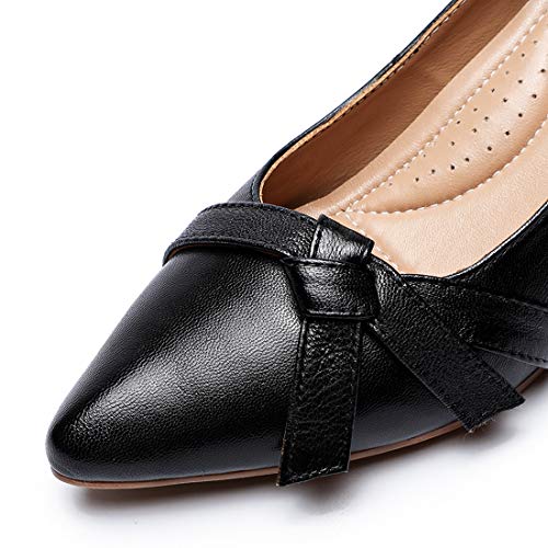 Image of Mona flying Women's Leather Elegant Bowknot Pointed Toe Dress Pumps Heels