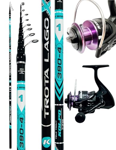 Kolpo combo canna trota lago in carbonio 3.90 mt 1/7 gr + mulinello solaris 4 bb