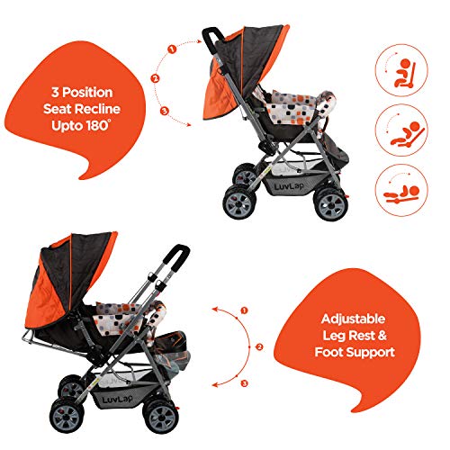 LuvLap-Sunshine-StrollerPram-Easy-Fold-for-Newborn-BabyKids-0-3-Years-Orange LuvLap Sunshine Stroller/Pram, Easy Fold, for Newborn Baby/Kids, 0-3 Years (Orange)