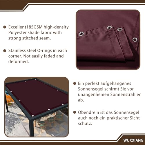 Voile d'ombrage rectangulaire 280x300 cm imperméable en polyester vin rouge pour jardin - 3