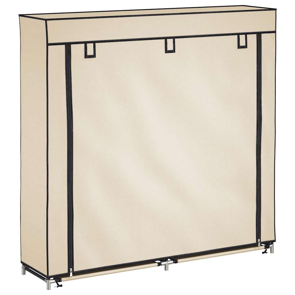 Armario de zapatos genérico 5 estantes funda no tejida crema 115x28x110 cm, rango de zapatos ligero con cremallera para 10 pares