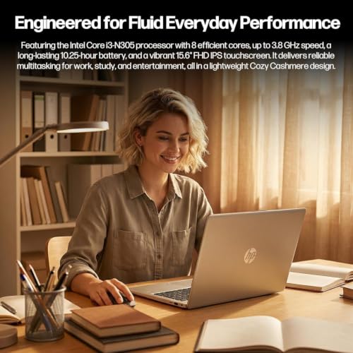 Image of HP Pavilion 15.6 Inch FHD IPS Touchscreen Anti-Glare Laptop, Windows 11, 16GB RAM, 1TB SSD, Intel Processor Up to 3.8GHz, 11Hours Battery Life, Privacy Camera Shutter, Type-C, Cozy Cashmere