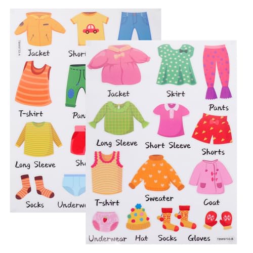 ZUNOXAZ Calcomanías para Clasificar Ropa Infantiles de Pvc 23x32 Cm 1 Juego Extraíble para Armario y Decoración de Habitaciones Infantiles