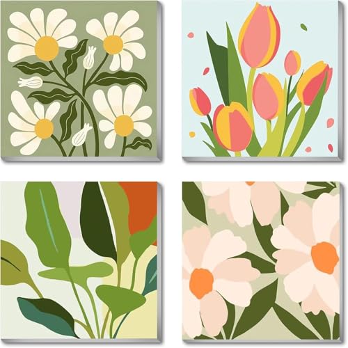 ARTOWN 4 Pack Pintar por Numeros Adultos Pintura por Numeros Niños Kit de Pintura al óleo de Lienzo DIY para con Pinceles, Pigmento Acrílico Decoracion Hogar