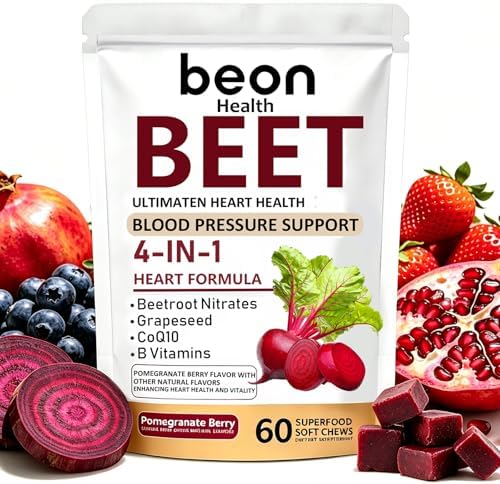 Beon Health 60 Count Beet Chews, Beetroot Chews Supplement with 500mg