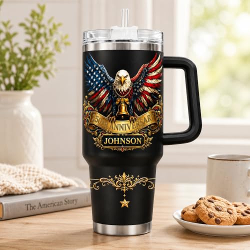 Image of Personalized 250th Anniversary Of America Tumbler - Custom Patriotic USA Flag 1776-2026 Gifts - US Eagle Freedom Tumbler 40oz A20 - American Flag Independence Celebration Gifts For Men, Women
