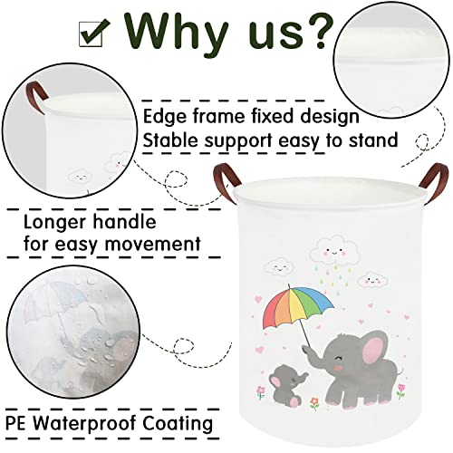 Fxocshe Baby Laundry Hamper,Elephant Hamper,Laundry Basket Collapsible Storage Bin With Handles,Elephant Nursery Decor,Baby Laundry Basket,Gift Baskets,Baby Room Decor(Elephant) #TOP5