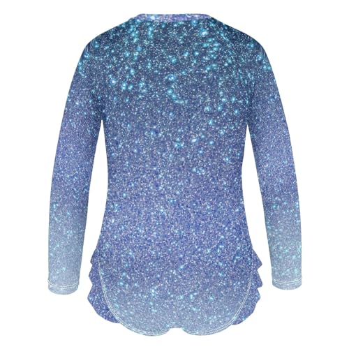 CHIFIGNO Long Sleeve One Piece Swimsuit Girls Navy Blue Gradient Gradient Girls Long Sleeve Bathing Suit 3T3