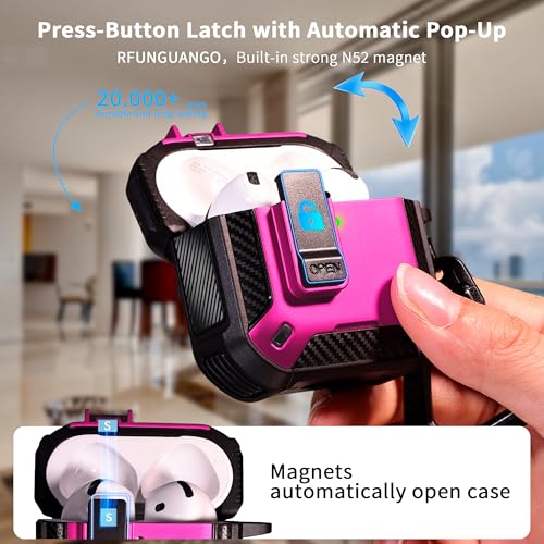 Image of RFUNGUANGO for AirPods 5 /4 Case (2026 /2024) with Lock, Rose Red