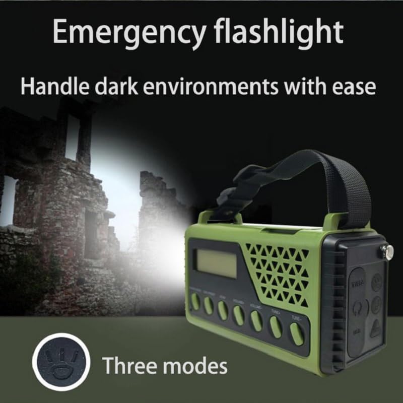 Emergency Radio with Bluetooth 5.0, Solar Hand Crank Portable Weather Radio for Power Outage, AM/FM/Shortwave Battery Operated Radio with Type-C Charger, Flashlight, Reading Lamp, SOS Alarm，8000mAh