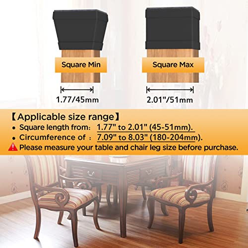 16 Pcs Square Chair Leg Floor Protector, Silicone Chair Leg Cover, Furniture Leg Protectors With Felt, Mobile Table Leg Pad, Protect The Floor From Scratches.2 In Black. #TOP1