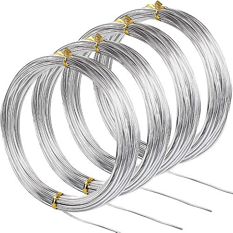 AConnet 32.8Ft Silver Aluminum Wire 1.5mm Thickness Bendable Metal Craft Wire for Making Beading Jewelry Craft Dolls Skeleton DIY Crafts (4 Rolls, Total 131.2Ft) Cover