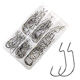 Eupheng 100PCS 1/0# to 5/0# Worm Hooks Bass Fishing Hooks Black Nickel Great Value Collection