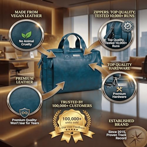 Image of VISMIINTREND Laptop Bags for Men Office Use | Stylish Leather Office, Messenger, Shoulder, Handbag | Fits 13 inch,14 inch, 15.6 Inch Laptops, Macbook | Corporate Gifts for Men, Women, Clients, Employees