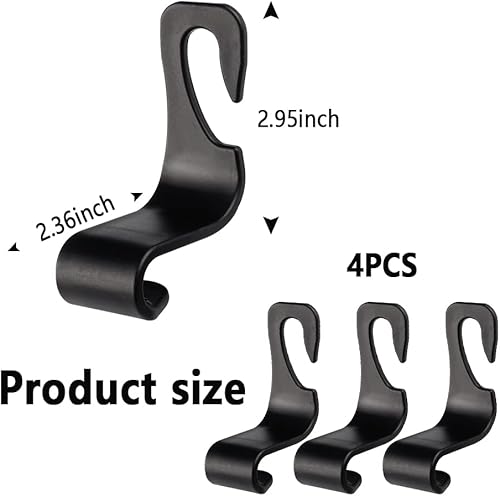 Miniatura 2 de NHHC 4 ganchos para reposacabezas de automóvil, ganchos para bolsos y bolsas, soporte para sombreros para asiento de camión, organizador de