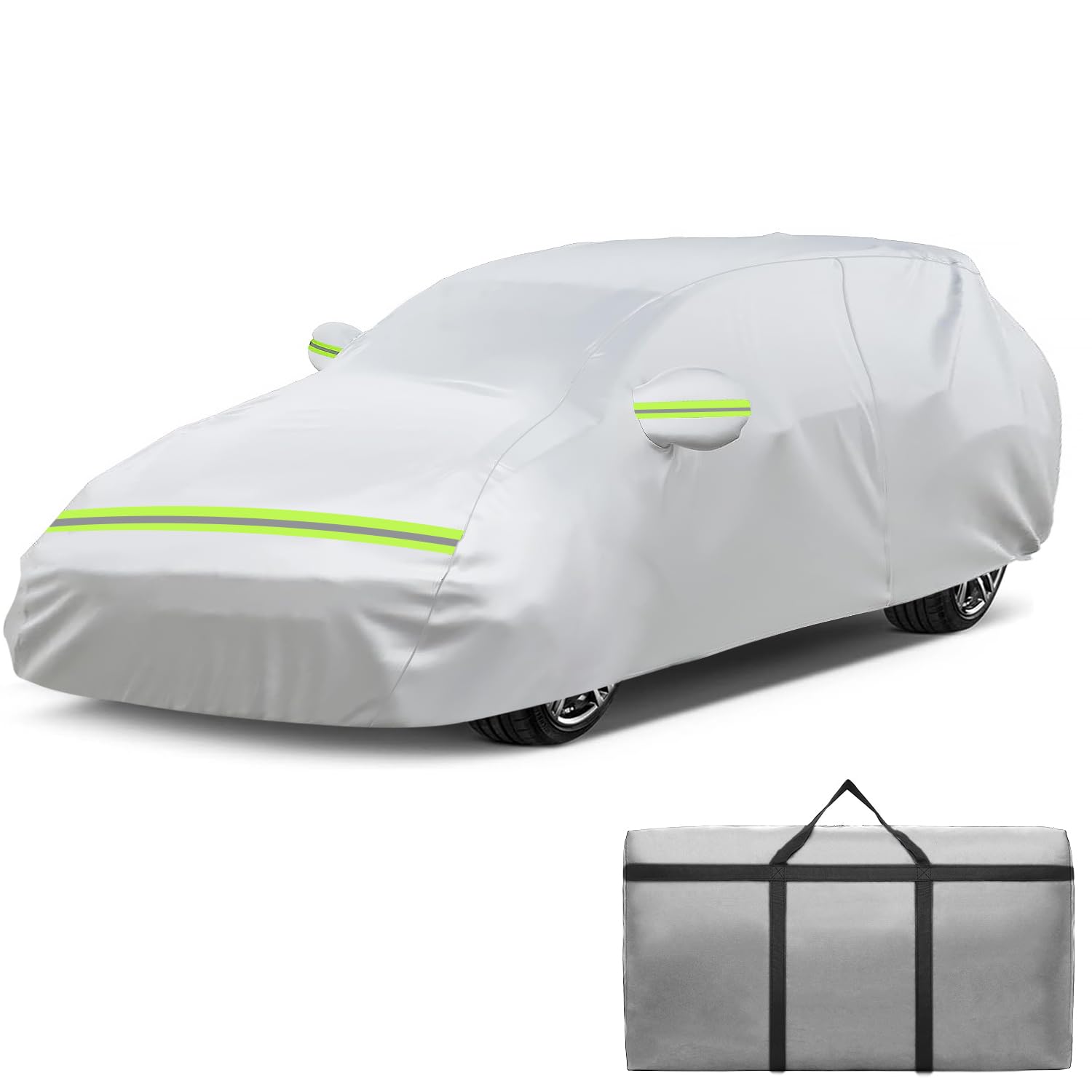 Photo 1 of 6 Layers Car Cover Waterproof All Weather with Zipper Cotton, 216*79*59IN Silver