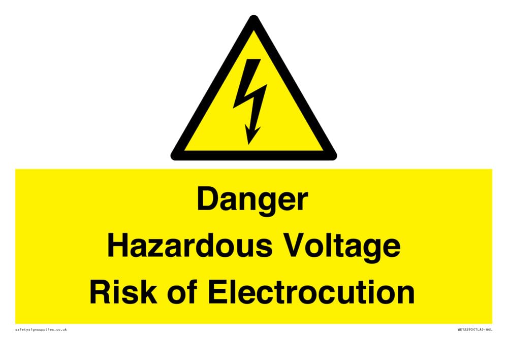 Danger Hazardous Voltage Risk of Electrocution Sign - 300x200mm - A4L