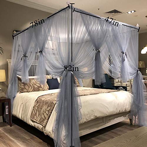 Joyreap 4 Corners Post Canopy Bed Curtain for Girls & Adults Royal