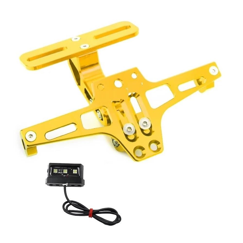 DDGBERFP Motorcycle Adjustable Rear Tail Tidy License Plate Holder Bracket For Honda CB500X CB400 CB1000 X4 NC700 S X VFR 1200 XL 1000 Super Grom 125 MSX 125 1200F(Gold)