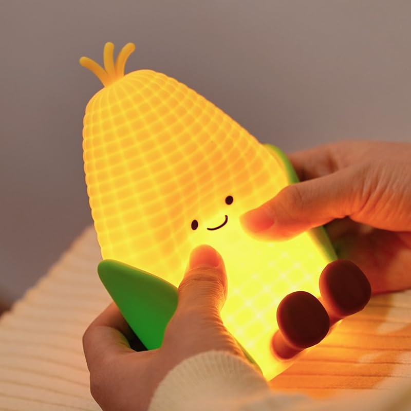 Image of QANYI Corn Cob Night Light-Soft Squishy Silicone Touch Lamp,Farmhouse Fall Decor for Home,USB Rechargeable & Dimmable, Desk Light for Kitchen Counter Decor,Cozy Thanksgiving Gift for Women
