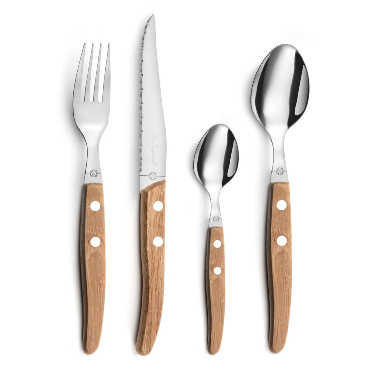 LOU LAGUIOLE Canopée Ménagère 24 couverts Acier Inox Pour 6 personnes, Bois