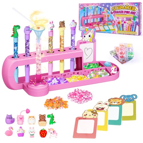 Yellcetoy Fabrique a Stylo avec 70+ Accessoires, Cadeau Fille 6-12 Ans, Atelier Creatif Enfant 7 8 9 Ans, Creation Stylo Activité Manuelle enfant 10 11 Ans, Stylos a Fabriquer Kit Creatif Enfant