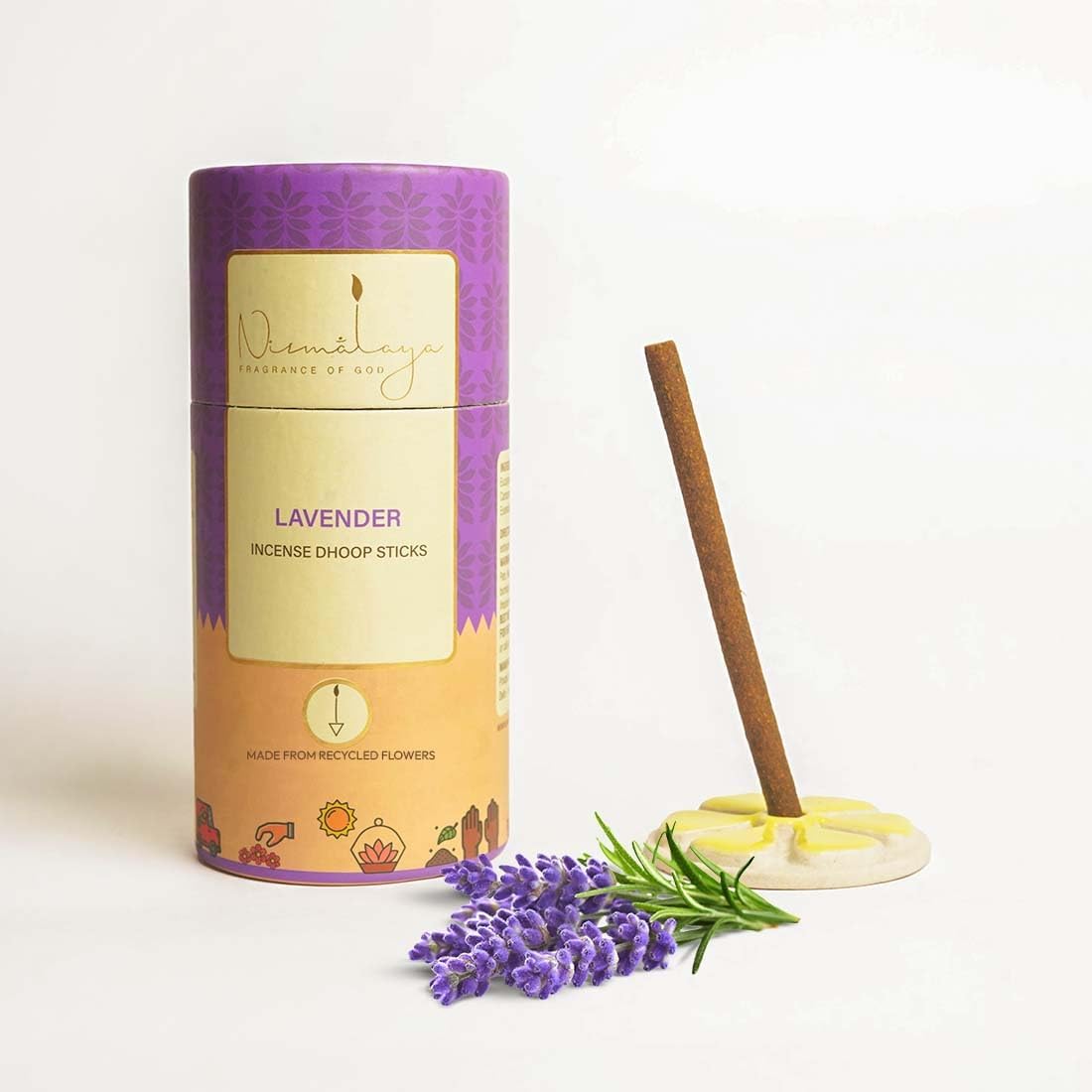 - Premium Lavender Bambooless Dhoop Sticks (40 Sticks) with Ceramic Stand Sacred Temple Flower | 100% Charcoal-Free | for Pooja, Meditation, Yoga & Home Fragrance