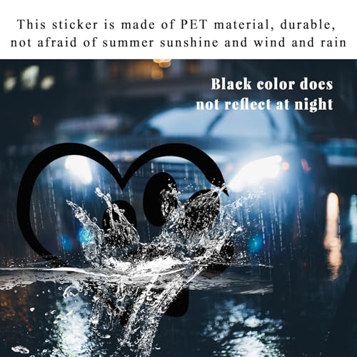 Image of DXNQ Pet Dog Paw Puppy Love Heart Vinyl Decal, 4.6 inch 3.7 inch Heart with Dog Paw Print Reflective Bumper Sticker, Cute Waterproof Puppy Footprint Heart Decal for Window, Laptop, Wall (Black)