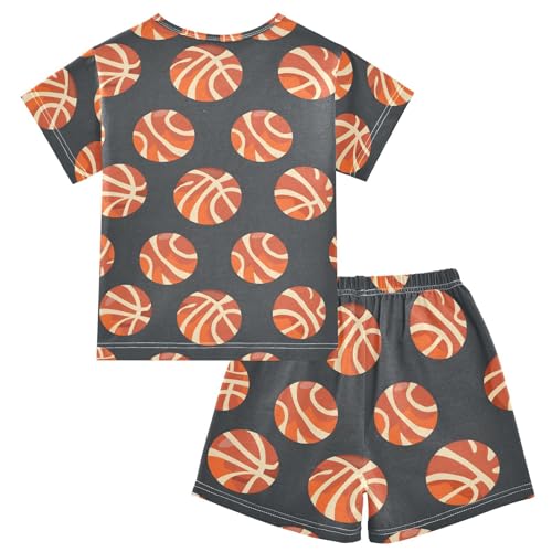 ALAZA Basketball Black Cartoon Pajamas Short Sleeve 2 Piece Sleepwear Top and Bottom Pajama Set Unisex2