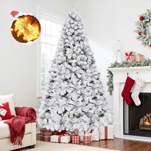 RAIN QUEEN クリスマスツリー 210cm 雪化粧 電飾付き リアル ヌードツリー christmas tree 210 おしゃれ 高級 高濃密度 1100本の枝 クリスマスツリー 白 ライト付き モミの木 組立簡単 店舗装飾 クリスマス プレゼントのサムネイル