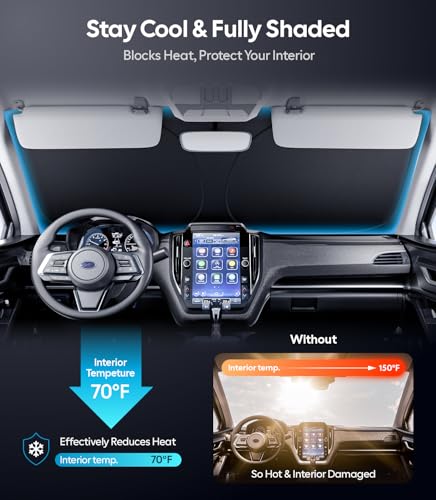 Image of Wigoo for Subaru Crosstrek Windshield Sunshade [OEM Design, 100% Sun Blockage] Foldable Heat Insulation Sun Shade with Storage Bag, for Crosstrek (2018-2026), Silver Coating