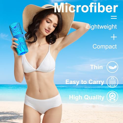 Genovega Microfiber Lightweight Thin Beach Towel Compact Clearance Towels Quick Dry Sandproof Sand Free Swim Pool Camping Blanket Travel Essentials Accessories Vacation Women Men Adults Shark Stripes