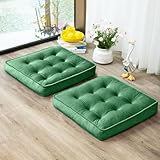 1 MIDDLE ONE Floor Pillow Set of 2, Memory Foam Meditation Cushion, Floor Cushions for Adults Sitting, Large Square Seat Cushions for Yoga, Living Room, 20x20 Inch (Green)