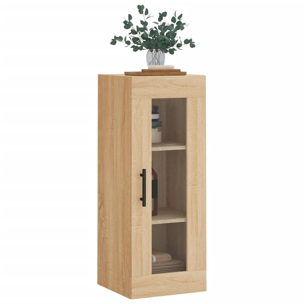 Armadietto da parete in rovere Sonoma con anta in vetro, 34,5 x 34