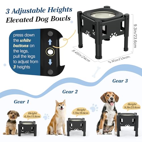 Lewondr-Elevated-Dog-Water-Bowl-80OZ25L-No-Spill-Water-Bowl-for-Dogs-3-Heights-Adjustable-Raised-Dog-Water-Bowl-to-Slow-Down-Drinking-Dog-Bowl-Stand-for-Small-Medium-Large-Dogs