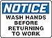 Accuform Signs Safety Sign, Notice Wash Hands (Mrst813va)