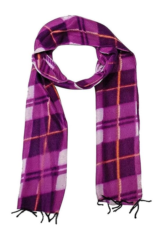 Men's and Women's Black Check Fleece Muffler Cum Scarf (Purple Small Check, Free Size)-image-35