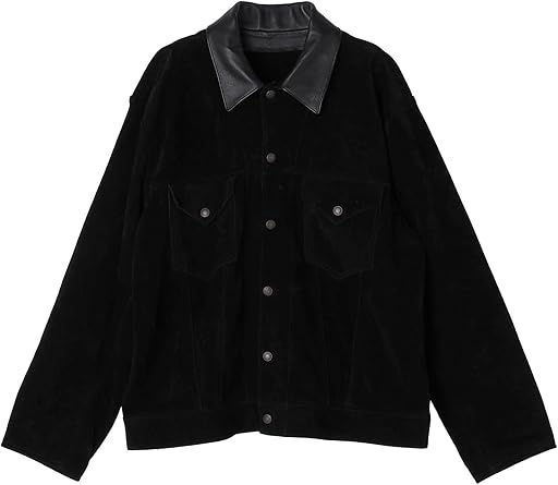 60s Suede Trucker Jacket 114-30-0019 114300019: Black 60s Suede Trucker Jacket 114-30-0019 114300019: Black
