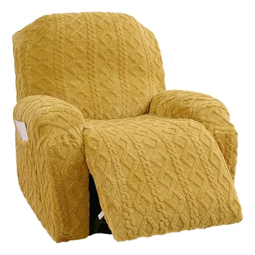 Zynphancer リクライニングチェア用スリップカバーセット 幾何学模様 ? 洗濯機対応ポリエステル生地 サイドポケット付き 伸縮ストラップでズレ防止 (黄色)