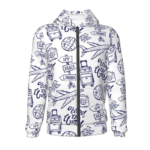 World Travel2 Kid Hoodies Boys Zip Up Sweatshirts Girls Pullover with Pocket2