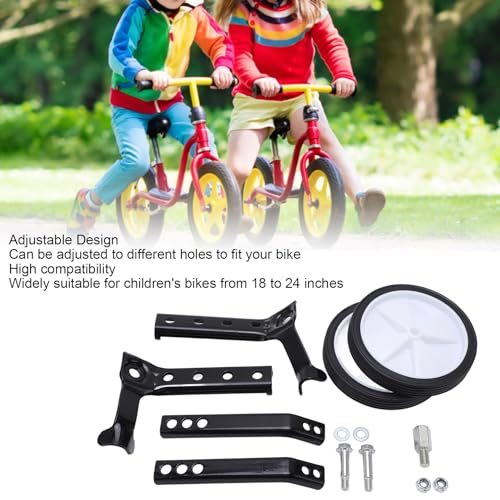 Ruedas de entrenamiento ajustables para bicicleta infantil, 1 par, soporte auxiliar para bicicletas de niños de 18 a 24 pulgadas (Negro) miniatura 3