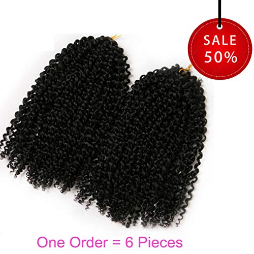 Marlibob Kinky Curly Crochet Hair Marly Braid Ombre Braiding Hair 6 Packs/Lot 9 inch Curly Weave Synthetic Crochet Hair Extensions 35g/Pack (1B)